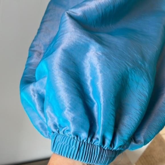 VINTAGE Mama Coco One Size Fits All shiny teal wind breaker EUC - Picture 5 of 5